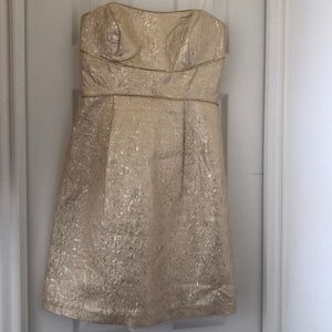 Strapless Gold Brocade Dress